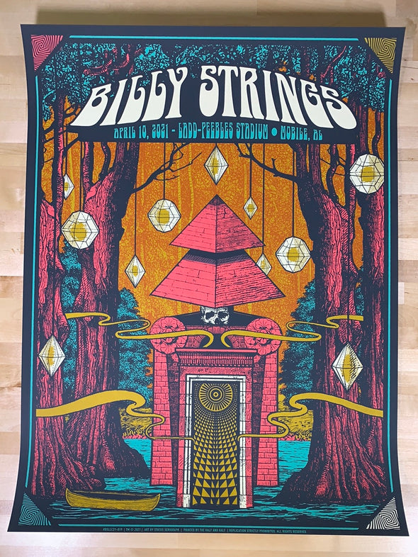 Billy Strings - 2021 Status Serigraph poster Mobile, AL 4/10