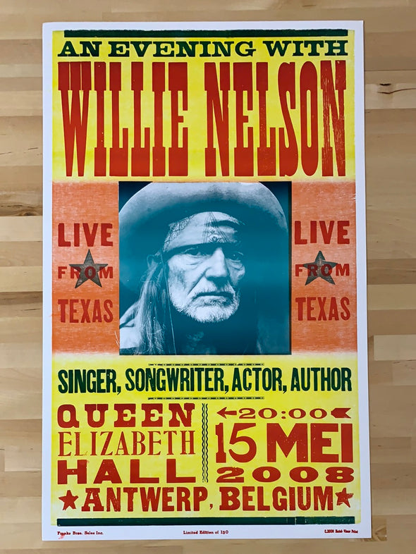 Willie Nelson - 2008 Hatch Show Print 5/15 poster Antwerp, Belgium