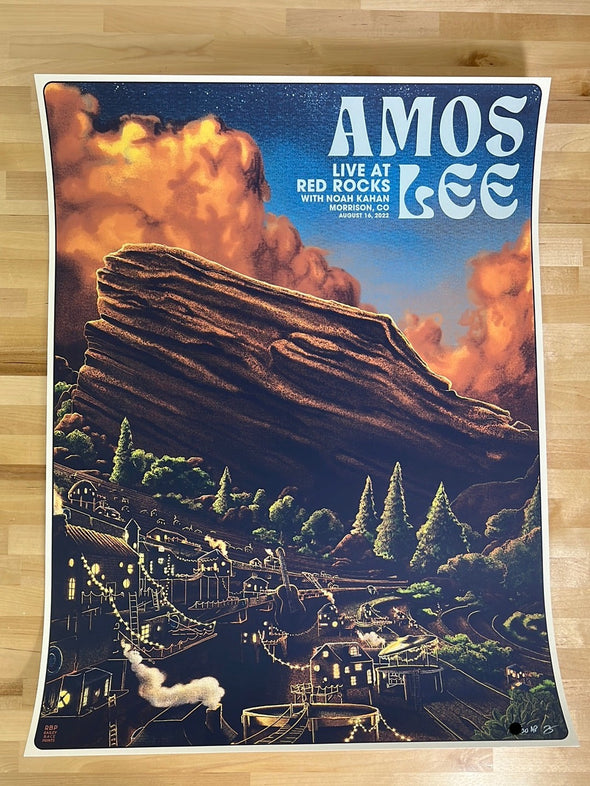 Amos Lee - 2022 Bailey Race poster Red Rocks Morrison, CO