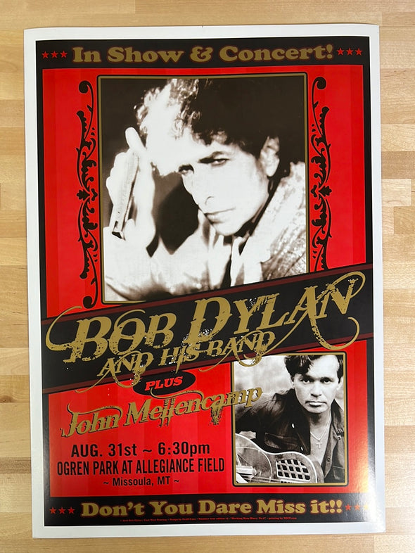 Bob Dylan - 2010 Geoff Gans poster Missoula, MT John Mellencamp