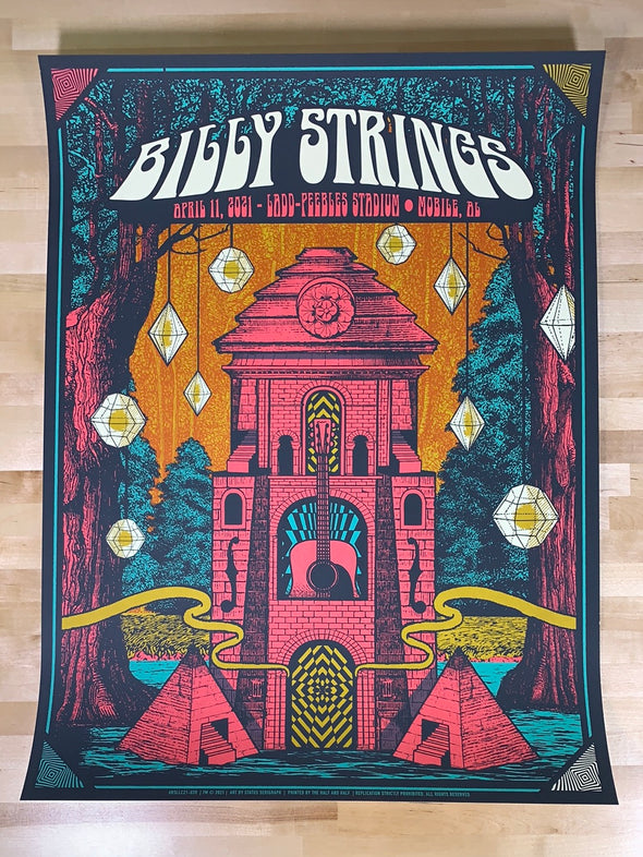 Billy Strings - 2021 Status Serigraph poster Mobile, AL 4/11