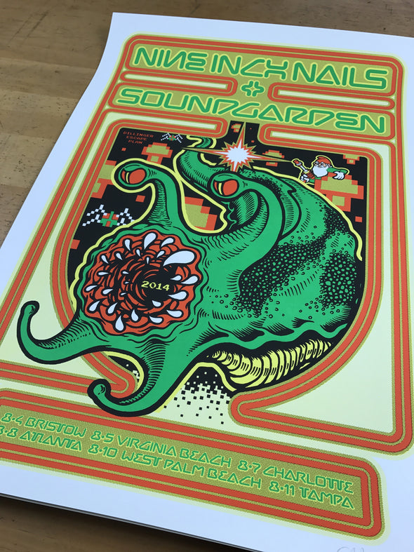 Soundgarden and NIN - 2014 Ames Brothers poster Nine Inch Nails tour