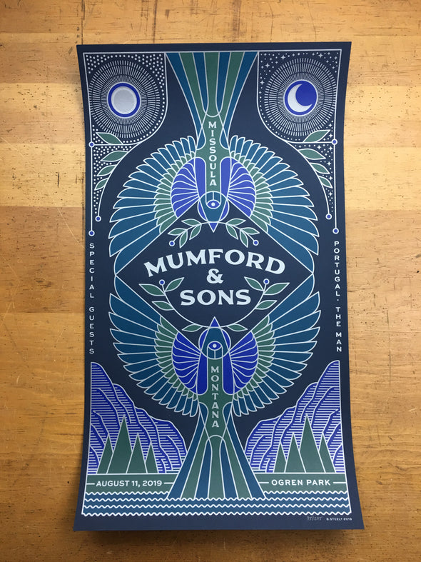 Mumford & Sons - 2019 Brian Steely poster Missoula, MT Ogren Park