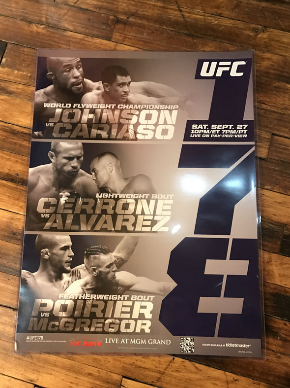 UFC 178 - 2014 poster Conor McGregor vs. Poririer, Johnson vs.  Cariaso MGM