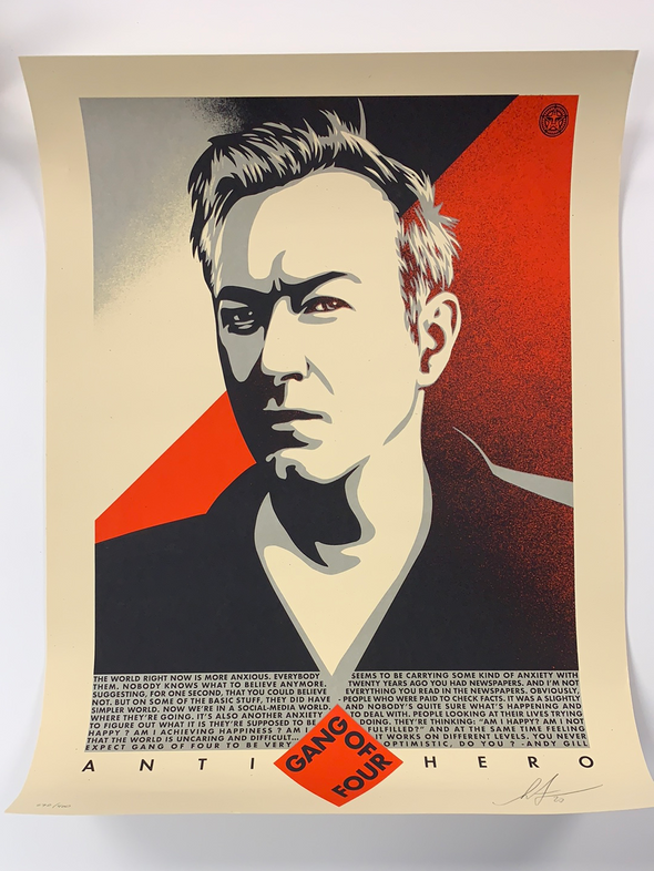 Andy Gill - 2020 Shepard Fairey (edge wear) poster Obey Anti-Hero, UK art print