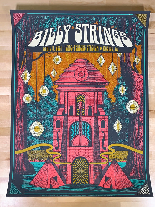 Billy Strings - 2021 Status Serigraph poster Mobile, AL 4/9