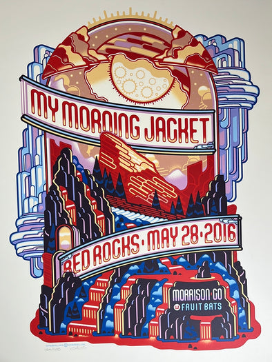 My Morning Jacket - 2016 Guy Burwell poster Red Rocks Morrison, CO 5/28
