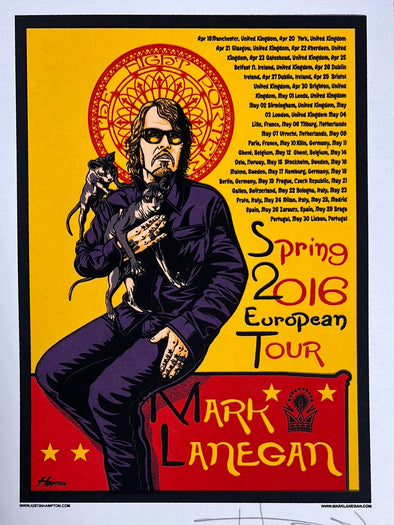 Mark Lanegan - 2016 Justin Hampton poster handbill