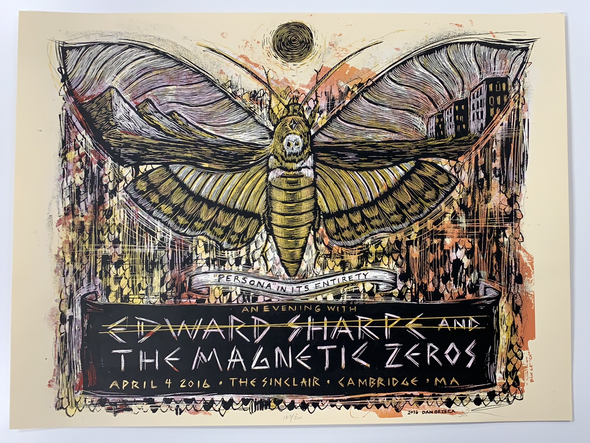 Edward Sharpe & the Magnetic Zeros - 2016 Dan Grzeca poster Cambridge, MA