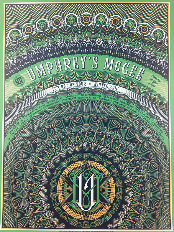 Umphrey's McGee - 2018 Kyle Baker poster Winter Tour Irish Edition