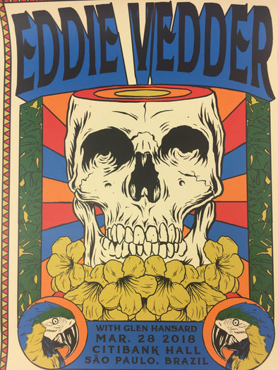 Eddie Vedder - 2018 Ian Wlliams Poster Sao Paulo, BR Citibank Hall