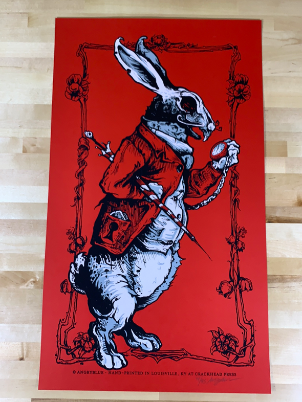 White Rabbit - 2008 AngryBlue poster art print Alice in Wonderland