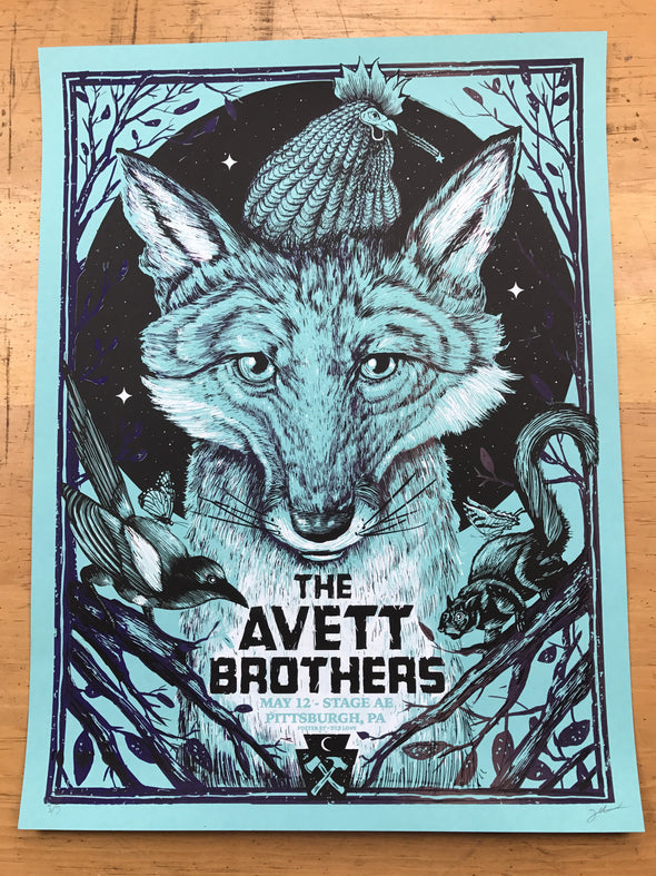 The Avett Brothers - 2016 Zeb Love poster Pittsburgh, PA Stage AE VARIANT BLUE