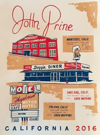 John Prine - 2016 Ryan Duggan poster California Winter Tour