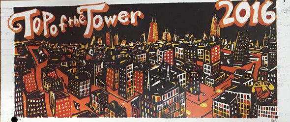 Top of the Tower - Jim Pollock poster Chicago print carve repeat