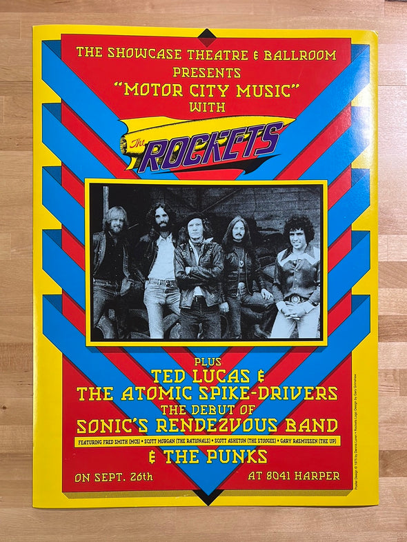 Rockets / Sonic's Rendezvous - 1975 Dennis Loren poster Detroit, MI Showcase Theatre