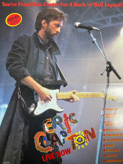 Eric Clapton - 1986 promo poster original vintage Live Now Vestron Music