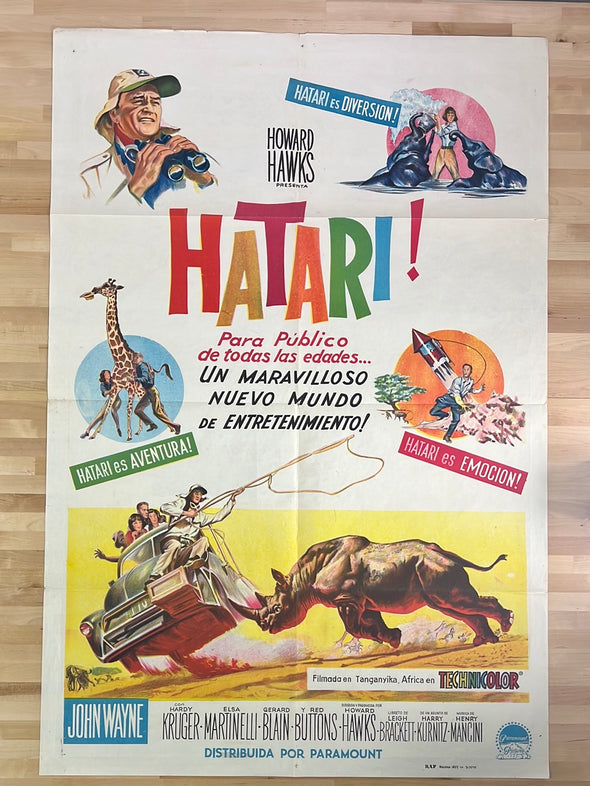 Hatari! - 1962 Frank McCarthy movie poster original 29x43