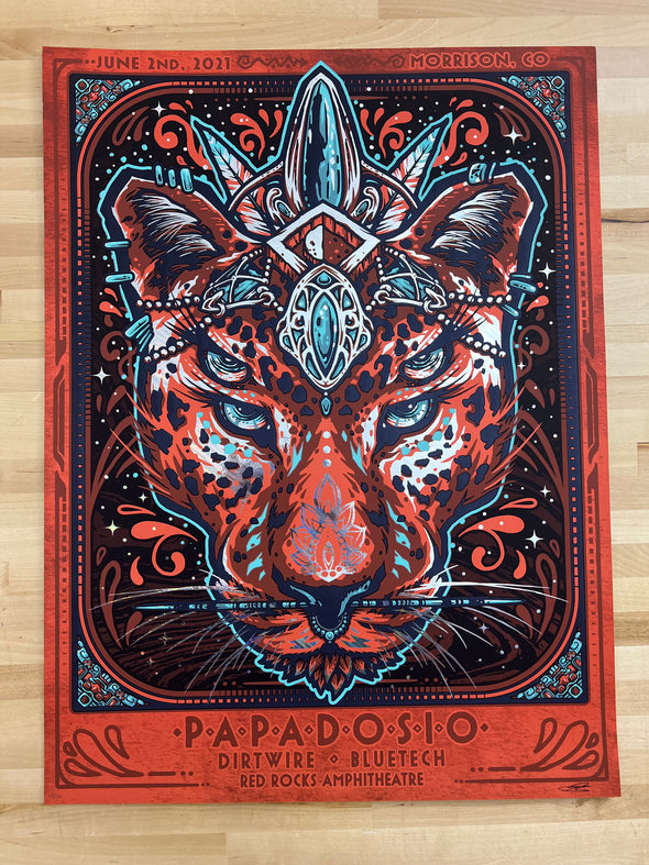 Papadosio - 2021 Christian Jaxtheimer poster Red Rocks Morrison, CO FOIL