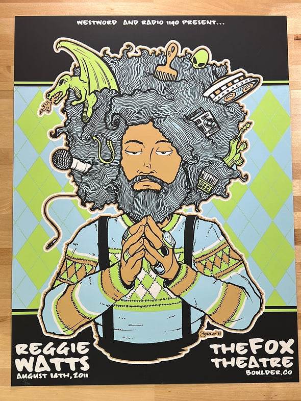 Reggie Watts - 2011 Mark Serlo poster Boulder, CO Fox Theatre