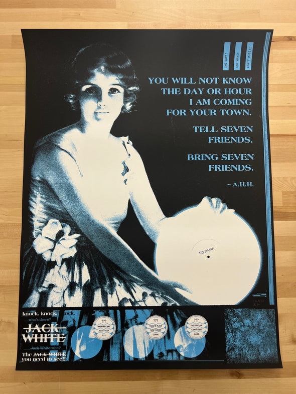 Jack White - 2024 Rob Jones poster Cambridge, MA The Sinclair Heaven Alive Blue & Black