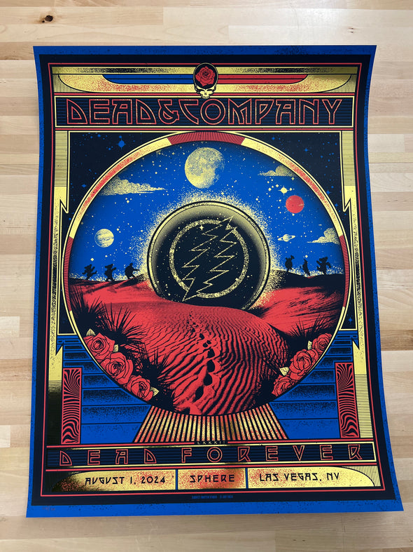 Dead & Company - 2024 Drew Findley poster Las Vegas, Nevada Sphere Gold FOIL