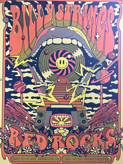 Billy Strings - 2022 Alejandro Parriilla poster Red Rocks Morrison, CO