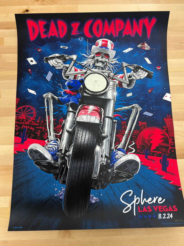 Dead & Company - 2024 Darin Shock poster Las Vegas, Nevada Sphere White Swirl FOIL