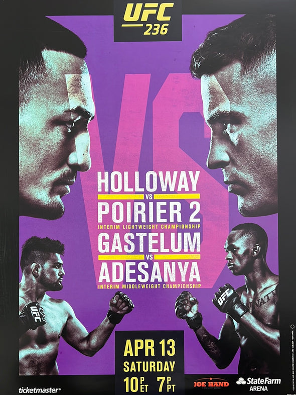 UFC 236 2019 Poster Holloway vs Poirier & Gastelum vs Adesanya