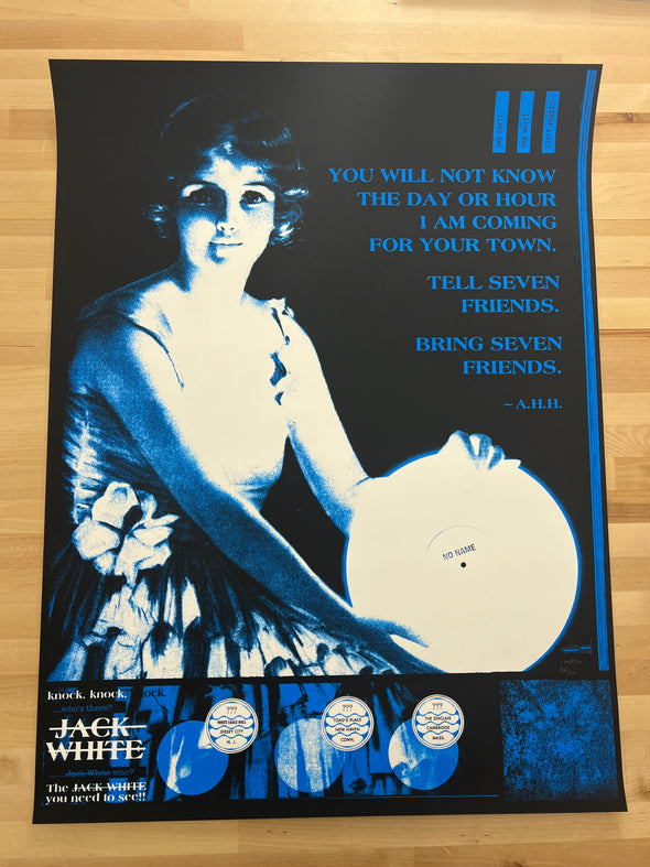 Jack White - 2024 Rob Jones poster New Haven, CT Toad's Place Cyan & Black