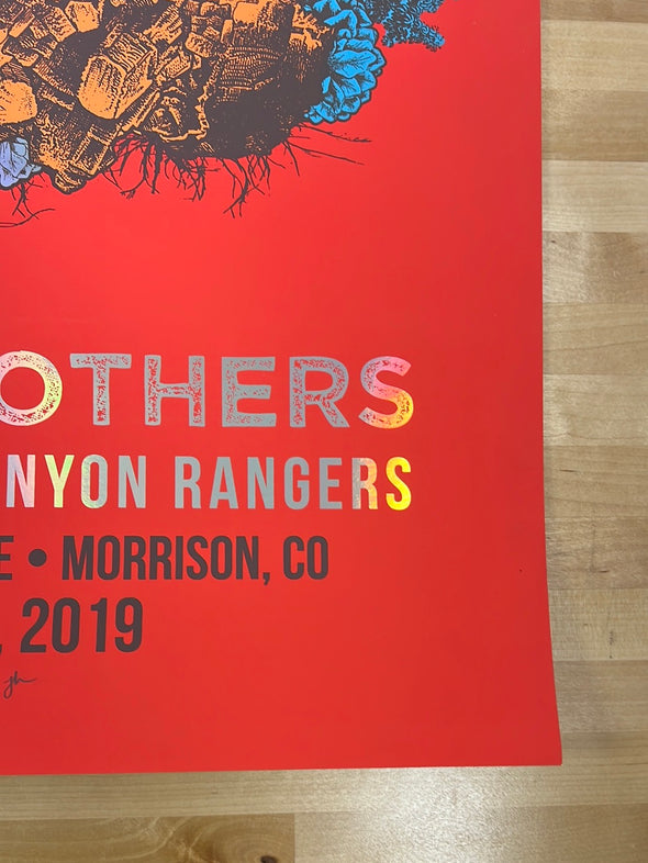 The Wood Brothers - 2019 Status Serigraph poster Red Rocks, Morrison, CO x/300