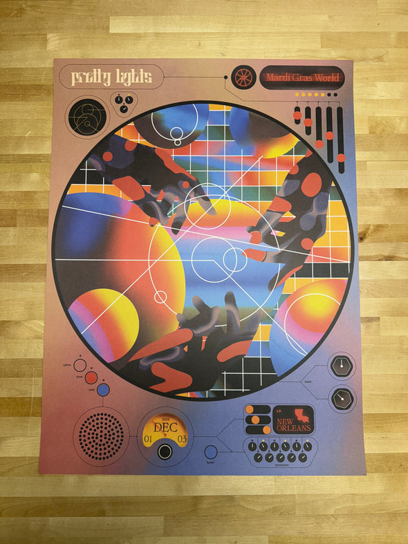 Pretty Lights - 2023 poster New Orleans, LA 12/01, 12/03 Mardi Gras World Ballroom