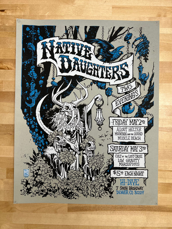 Native Daughters - TK Watkins 2014 poster Denver, CO The Hi-Dive
