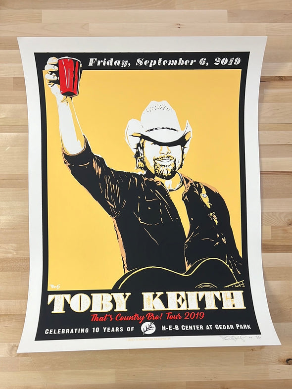 Toby Keith - Billy Perkins 2019 Poster Austin, TX H-E-B Center at Cedar Park