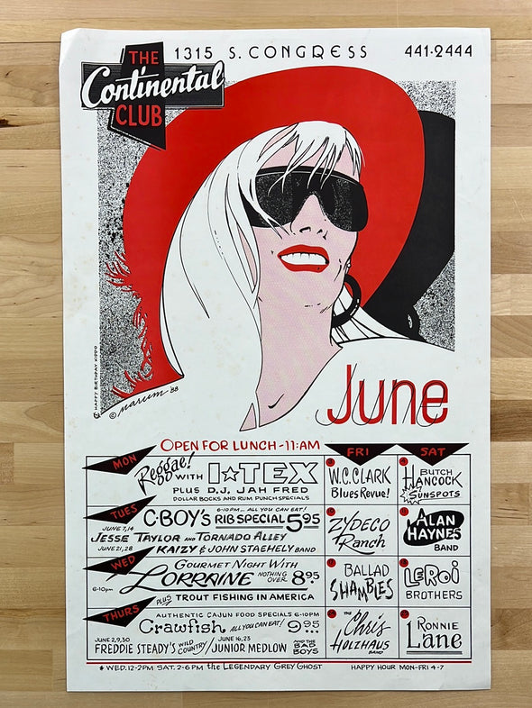 Continental Club - Bill Narum 1988 Promo poster