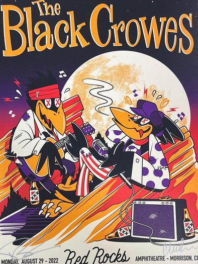 The Black Crowes - 2022 Minsloff poster Red Rocks, Morrison, CO