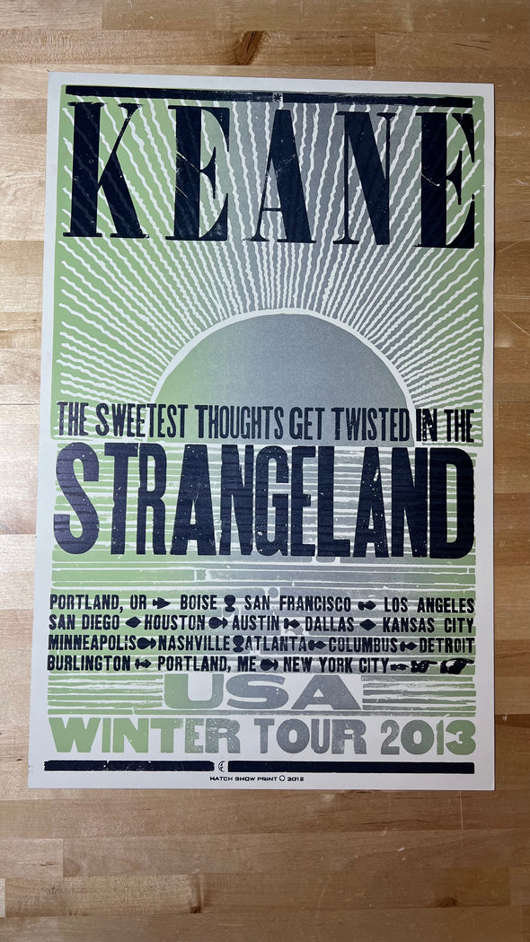Keane - 2012 Hatch Show Print Strangeland USA Winter Tour Promo poster