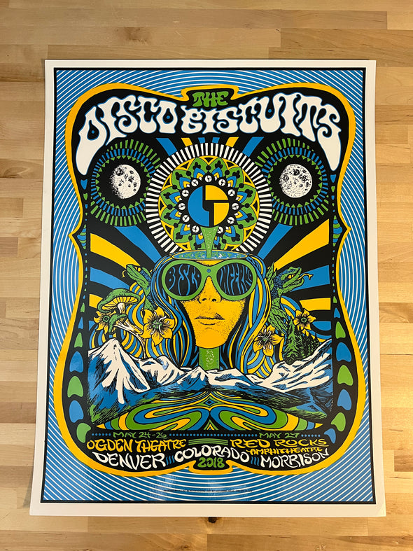 The Disco Biscuits - 2018 Nathaniel Deas poster Denver, CO Ogden Theatre - Morrison, CO Red Rocks Amphitheatre