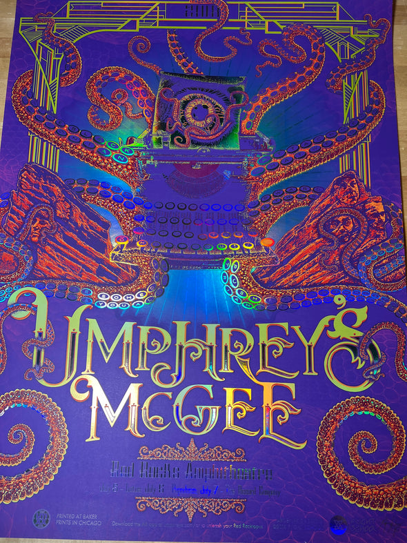 Umphrey's McGee - 2018 Pete Herzog poster Red Rocks Morrison, CO (RAINBOW FOIL)