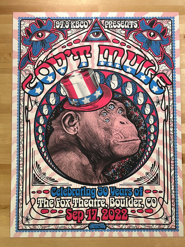 Gov't Mule - 2022 Darren Grealish poster Boulder, CO Fox Theatre
