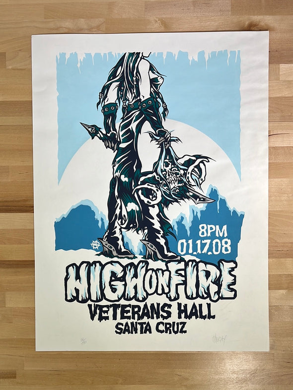 High on Fire - 2008 Mike Murphy poster Santa Cruz, CA Veterans Hall