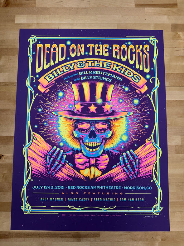 Billy & The Kids - 2021 Half Hazard poster Morrison, CO Red Rocks Amphitheatre