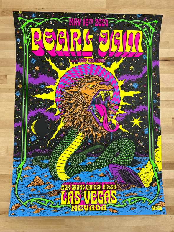 Pearl Jam - 2024 Brian Romero poster Las Vegas, NV MGM Grand