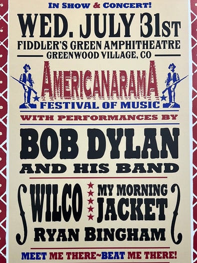 Bob Dylan - 2013 Geoff Gans poster Greenwood Village, CO Fiddler's Green Amphitheatre 7/31