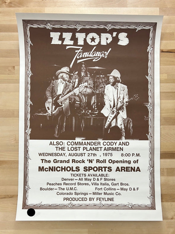 ZZ Top's Fandango - 1975 Poster Colorado McNichols Sports Arena