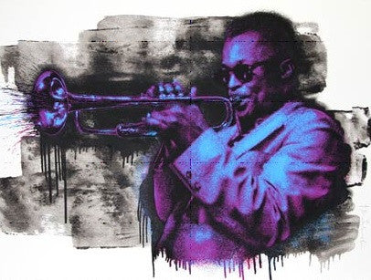 Miles Davis - Mr Brainwash poster print MBW Purple and Blue street art