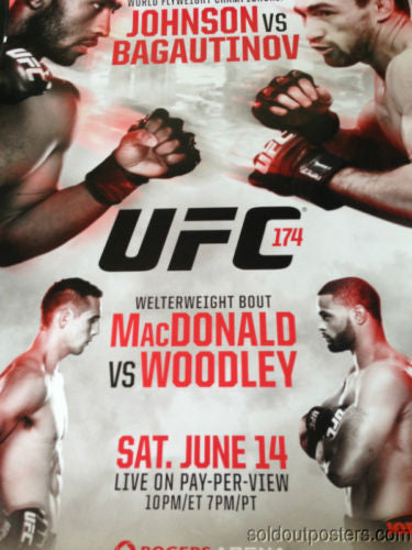 UFC 174 - 2014 poster print Johnson vs. Bagautinov and Macdonald vs. W ...