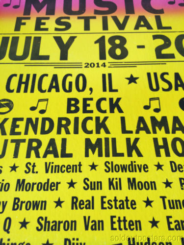 Pitchfork Music Festival 2014 official poster print Beck, Kendrick Lamar Chicago