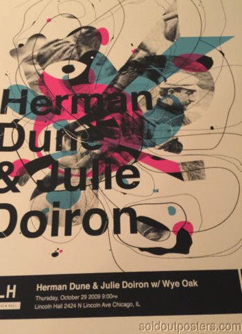 Herman Dune & Julie Doiron - 2009 Delicious Design poster print Chicago, IL
