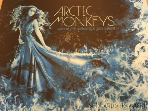 Arctic Monkeys - 2014 Todd Slater Poster Seattle, WA Paramount Theatre Blue